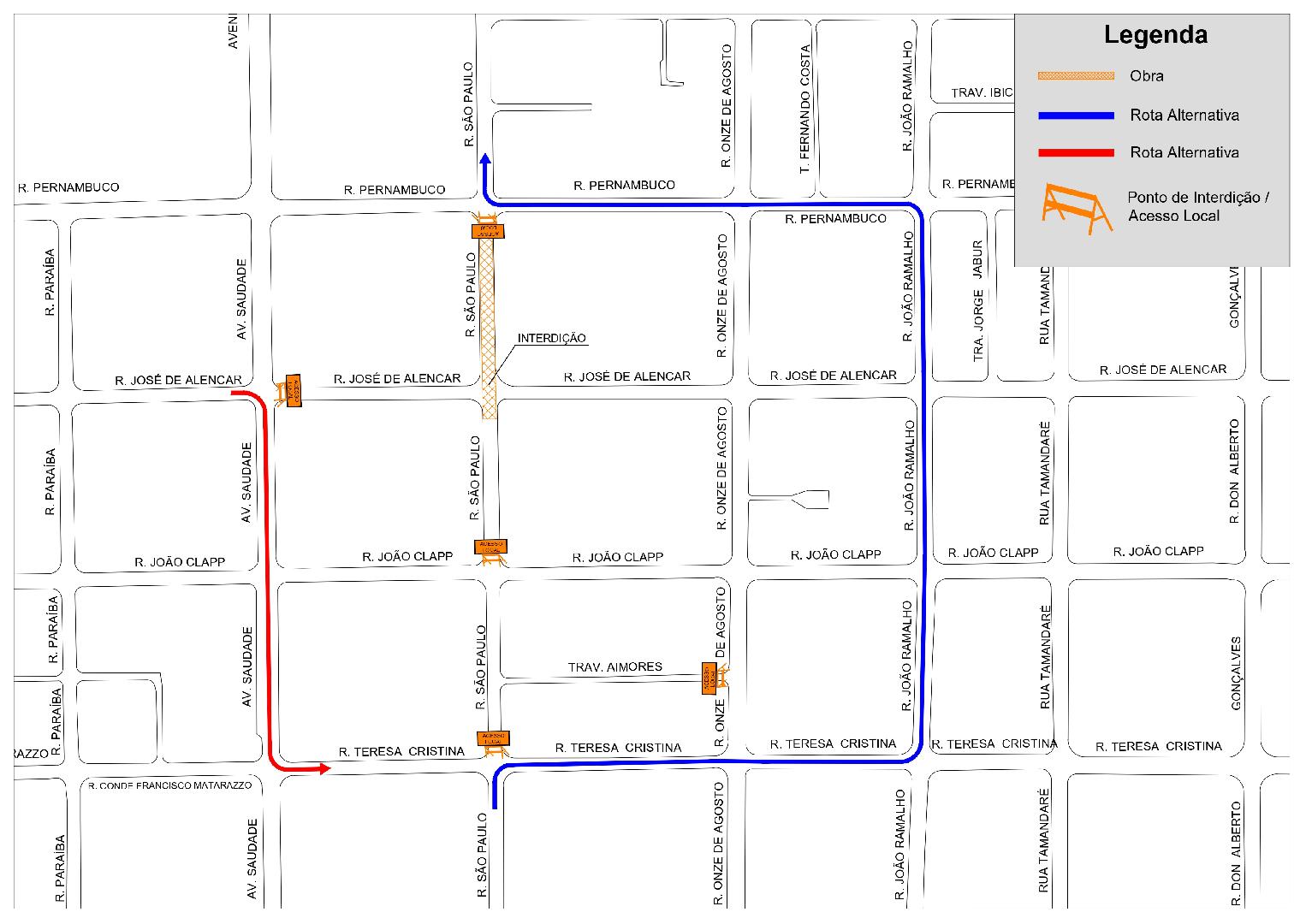 Atenção motoristas: Novo trecho no bairro Campos Elíseos será interditado na segunda-feira, dia 20