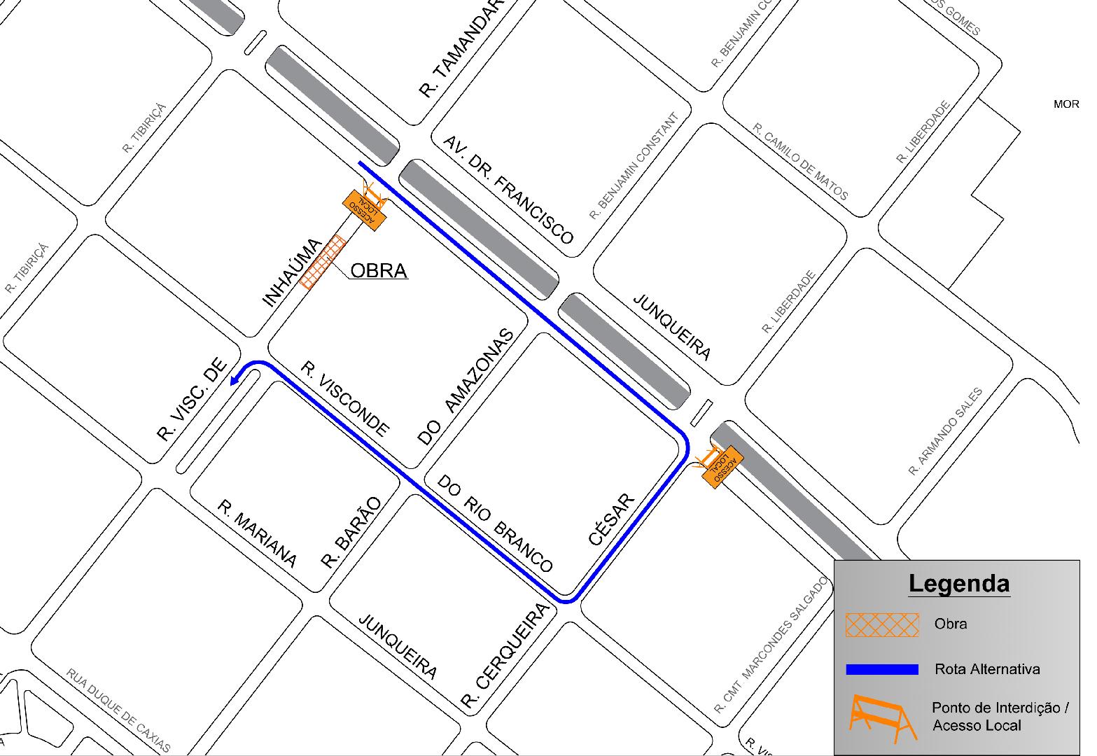 Trecho da rua Visconde de Inhaúma terá interdição total nesta quarta