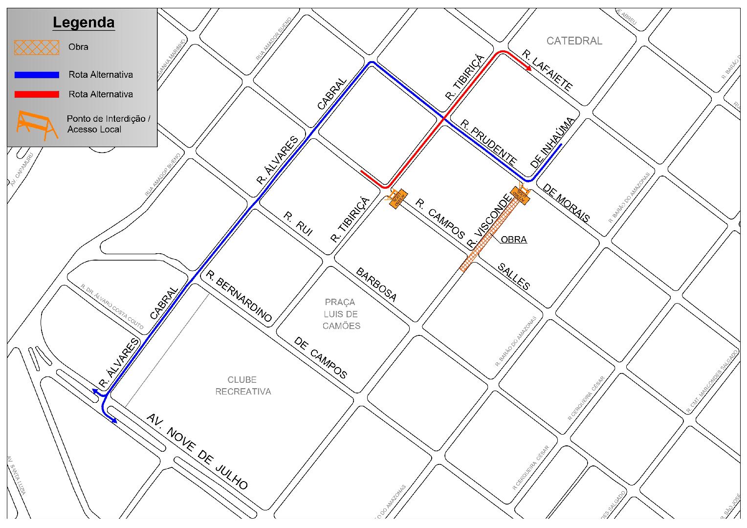 Trecho da rua Visconde de Inhaúma terá nova interdição total nesta terça-feira
