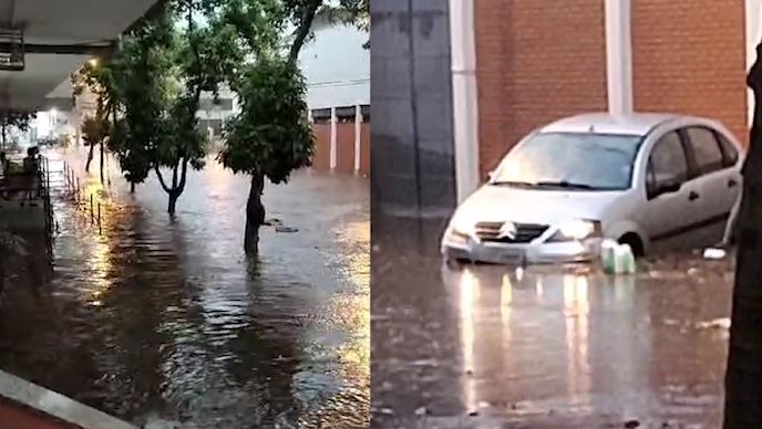 Chuva forte e ventania causam alagamentos e estragos na região
