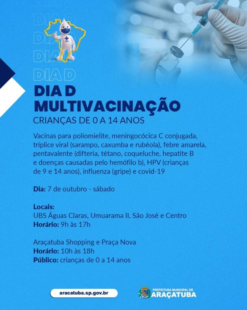 Araçatuba promove ‘Dia D Multivacinação’