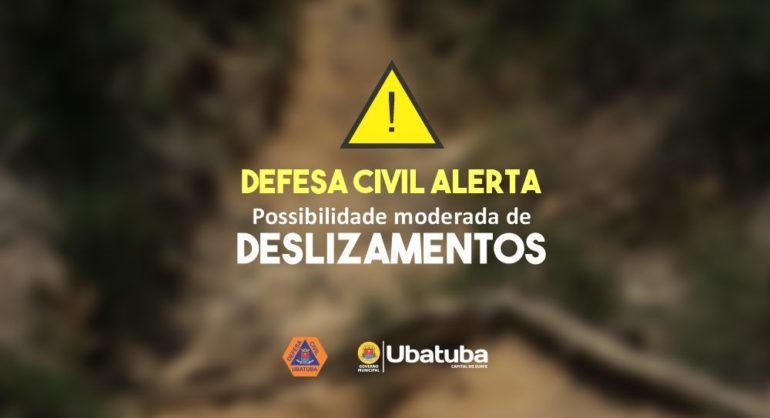 DEFESA CIVIL EMITE ALERTA DE DESLIZAMENTO PARA UBATUBA