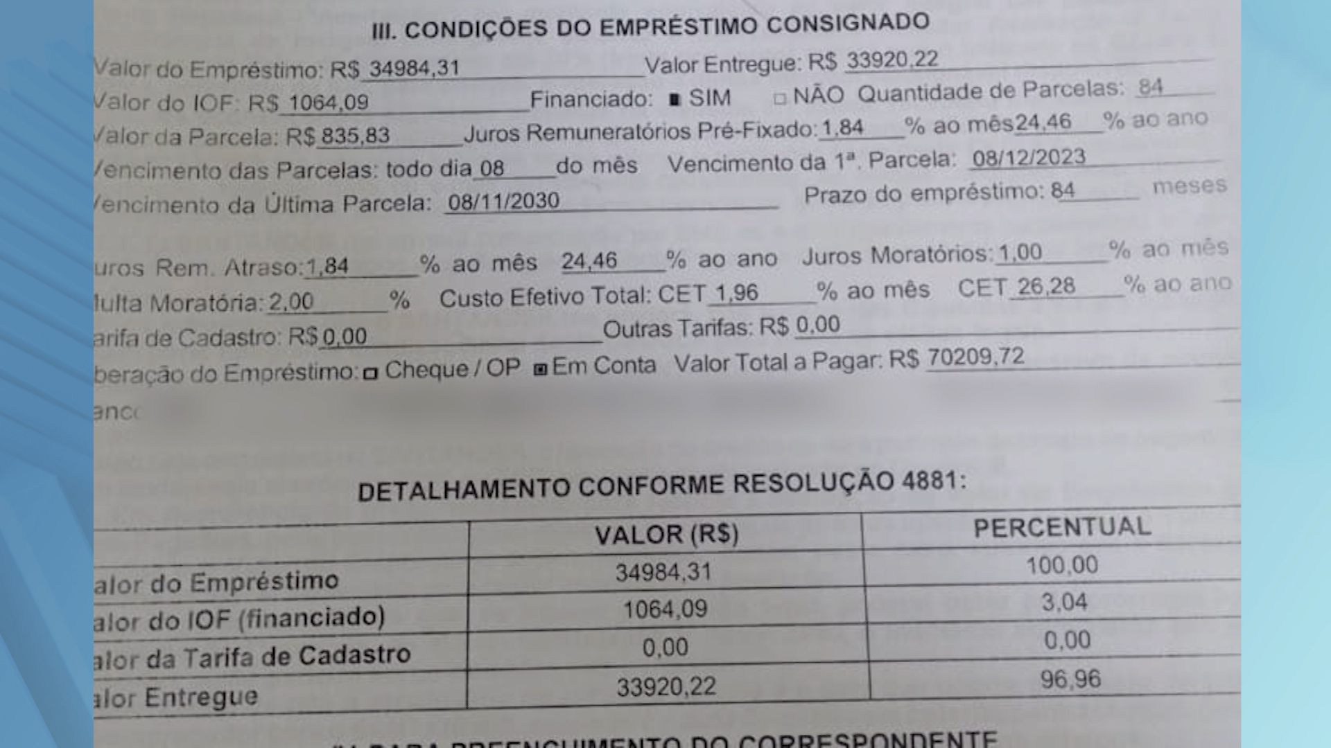 Aposentada cai em golpe do empréstimo consignado no valor de R$34 mil