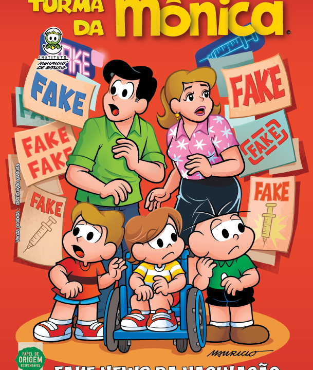 Novo gibi da Turma da Mônica traz informações sobre a importância da vacinação infantil